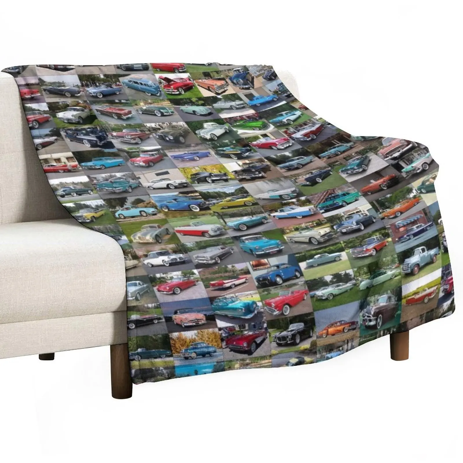 

1950's Cars Throw Blanket anime Retro Blankets Decorative Sofa Blanket