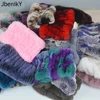 Women Handmade Stretch 100% Real Rex Fur Scarf Knit Genuine Rex Rabbit Fur Headbands Girls Real Natural Rabbit Fur Ring Scarves 1