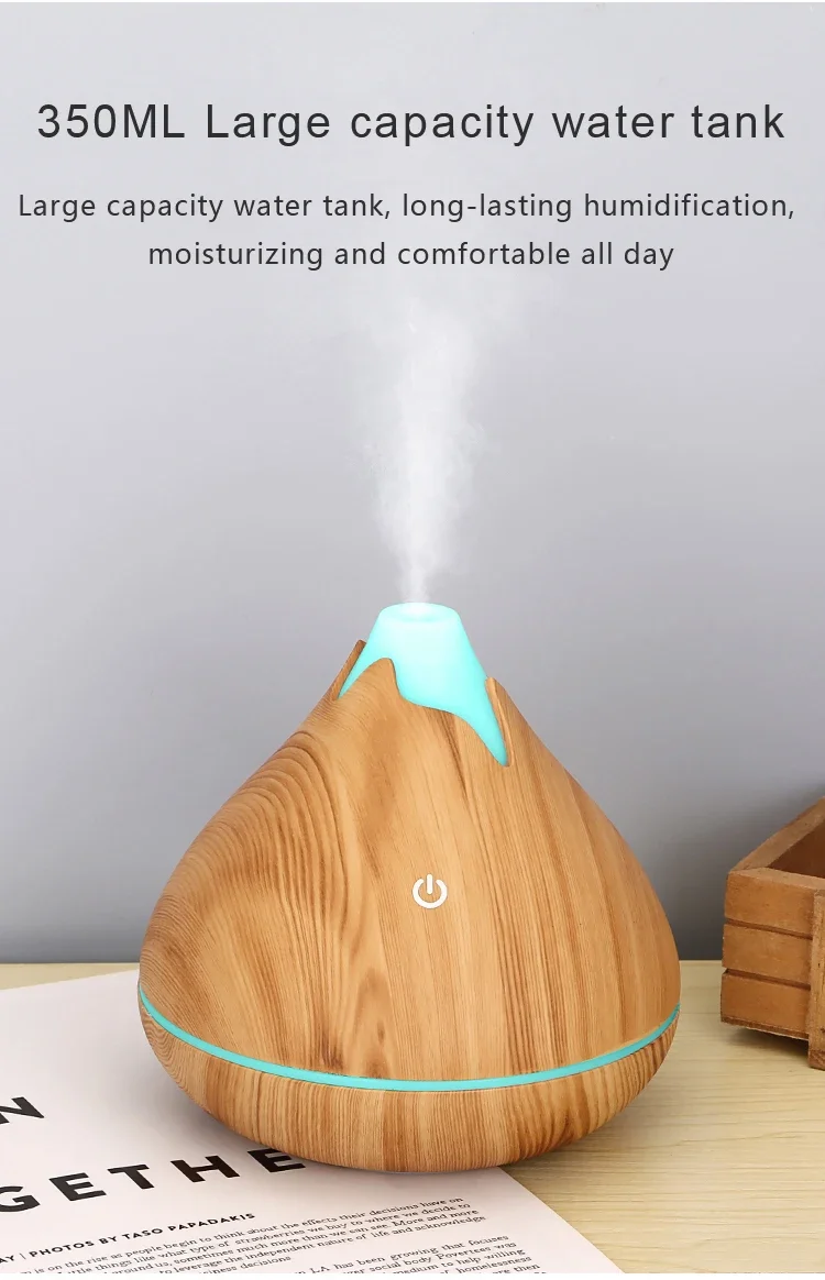 Aroma Diffuser Ultrasonic Wood Grain Humidifier With 7 Led Colors_voghion.com