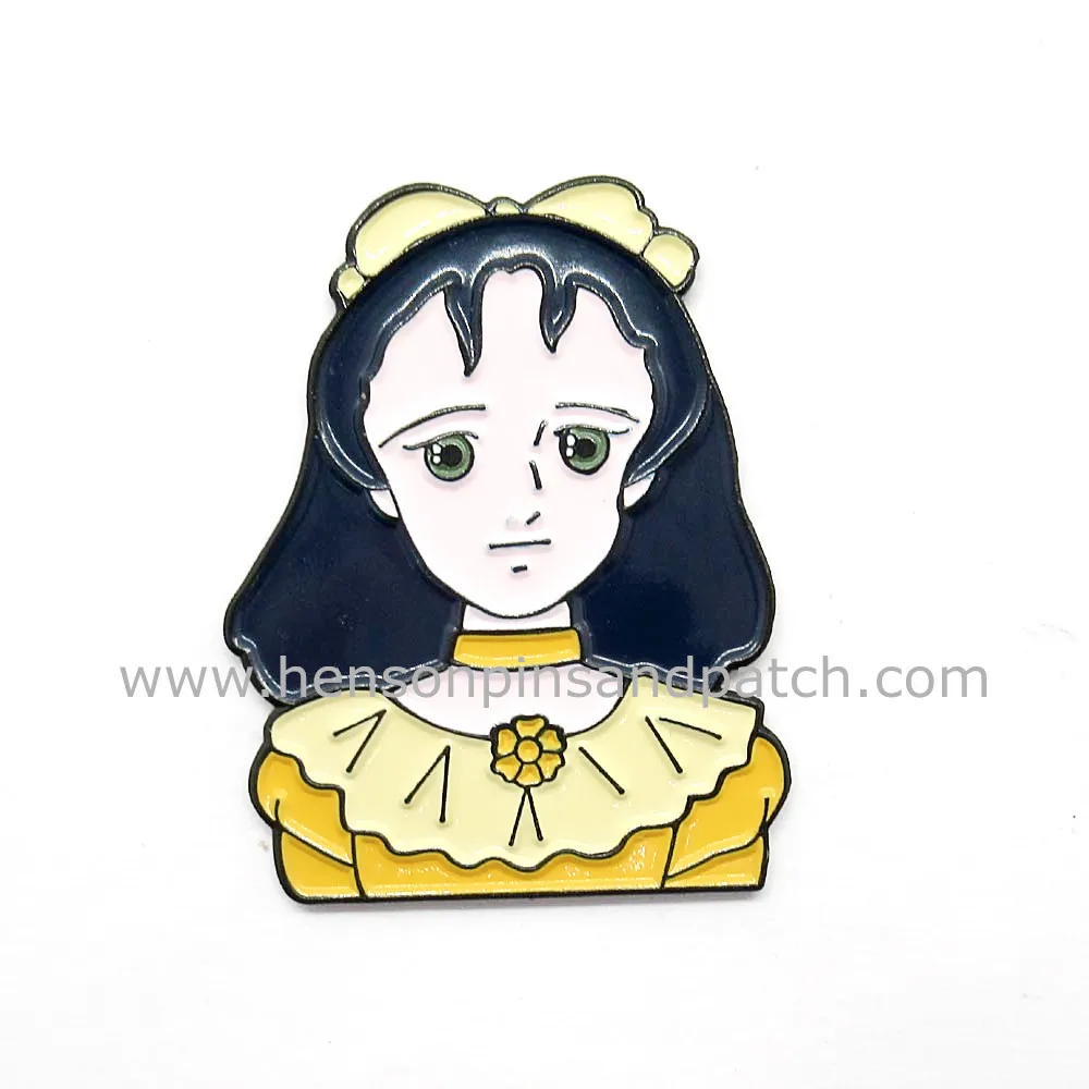 

Custom zinc alloy dye black metal soft ename cartoon girl gift lapel pin with magnet