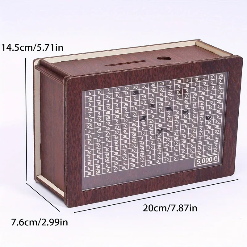 1000/2000/3000/5000/10000 Euro Money Box Piggy Bank Wood Money Bank Reusable Money Box with Saving Goal and Numbers Boxes 6