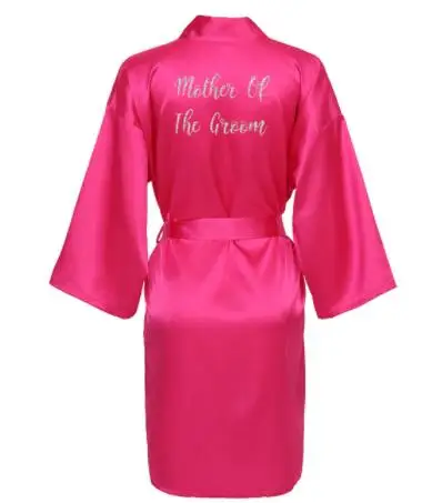 Silk Bride Robes Bridesmaid Sexy Robes Bridal Bath Robe Hot Pink Silver Matte Printing White Short Silk Robe