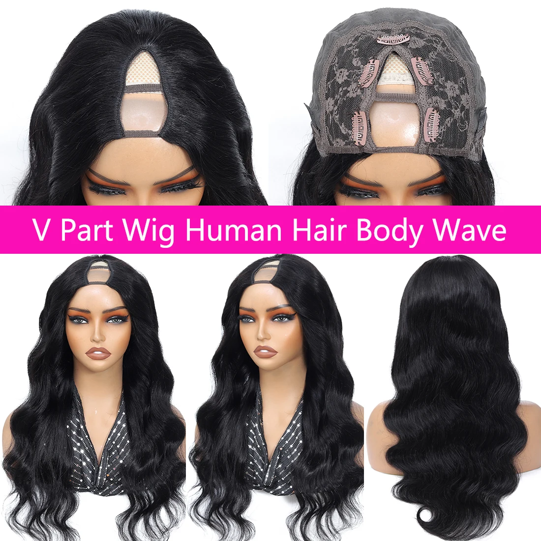 V Part Wig Human Hair 100% Remy Raw Human Hair 32 Inch 180% No Glue Brazilian Loose Wavy V Part Human Hair Wigs for Women