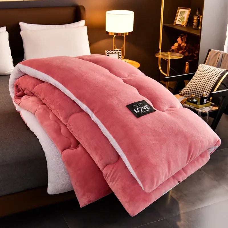 Lamb Wool Cotton Quilt Double sided Velvet Blanket wool cotton blanket
