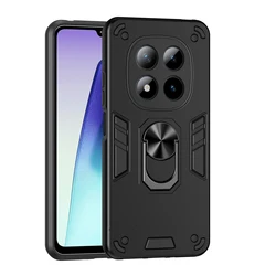 Military Armor Shockproof Protective Case with Ring Stand Holder - Redmi Note 14 Pro 4G (Global) (Black)
