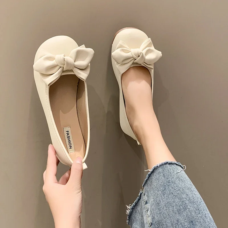 

Женские туфли с круглым носком, Летние Удобные повседневные туфли на плоской подошве, элегантные дышащие туфли с закрытым носком и бантом, № 2024, 2029