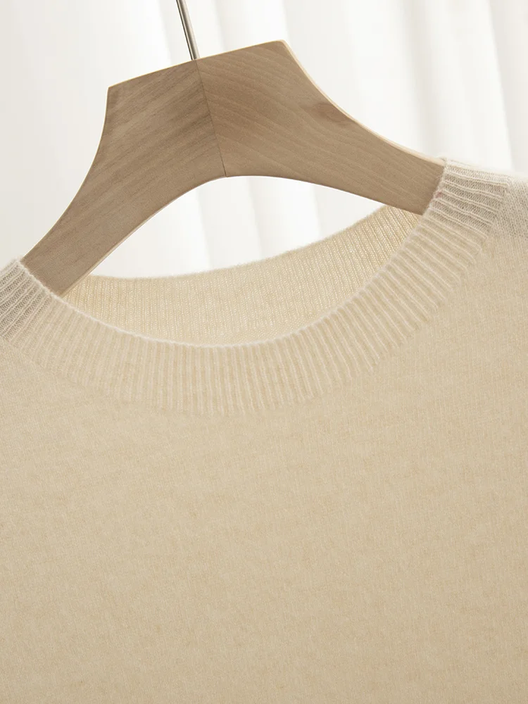 Men Classical T-shirt 100% Merino Wool Sweater O-neck Short Sleeve Pullover Smart Casual Basic Clothing Cashmere Knitwear Tops