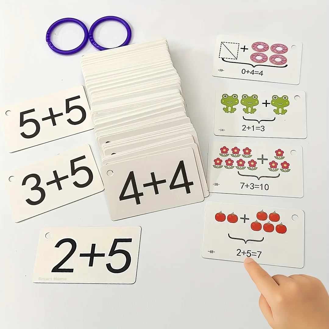 132 Karten mit Addition- und Subtraktionsaufgaben, ein komplettes Set zur Unterstützung des Rechenkompetenzentwicklungs bei Kleinkindern | Karten für Addition, Subtraktion, Multiplikation und Division zur Übung der Kopfrechnung, um das mathematische Denken und die Konzentration von Kindern zu trainieren, um ihnen beim Lernen zu helfen, geeignet für Schulbedarf, Weihnachtsgeschenke, Klassenzimmeraktivitäten, Rechenübungen, Lernkarten, interaktives Lernen, Zählkarten. – Detail 4