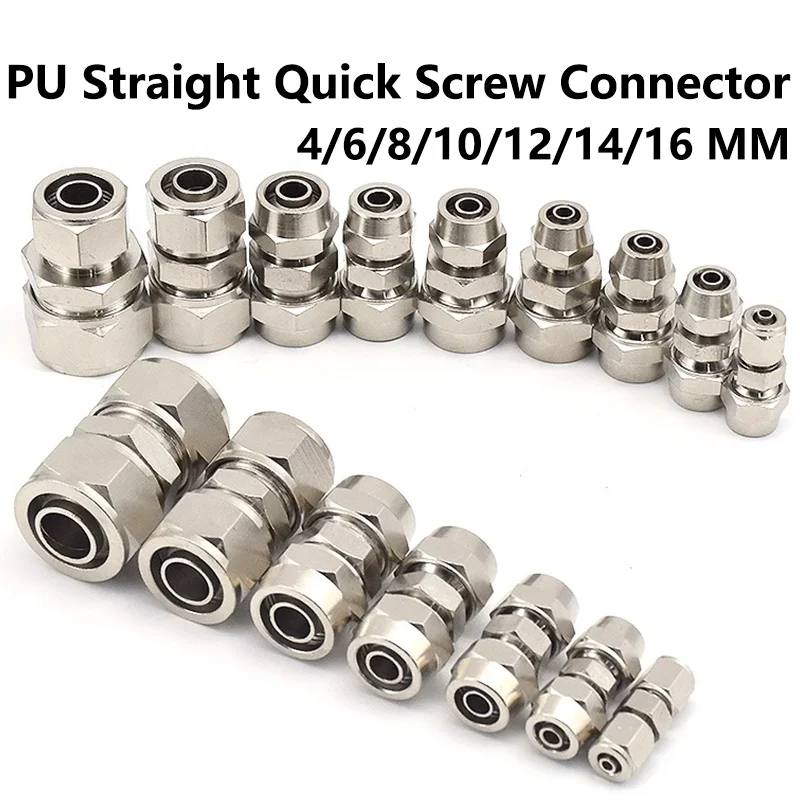 10ชิ้นท่อพียูเชื่อมต่อท่อพียูโดยตรงตัวเชื่อมต่อนิวเมติกส์อย่างรวดเร็วท่อยางลมบิดกระชับรวดเร็ว OD4 6 8 10 12 14 16มม 1