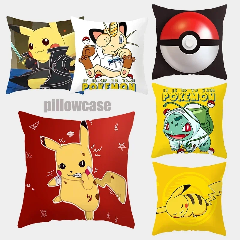 

Pokemon Pikachu Pillowcase Cartoon Anime Office Home Living Room Sofa Printing Pillow Pillowcase Kawaii Children's Gift 45*45CM