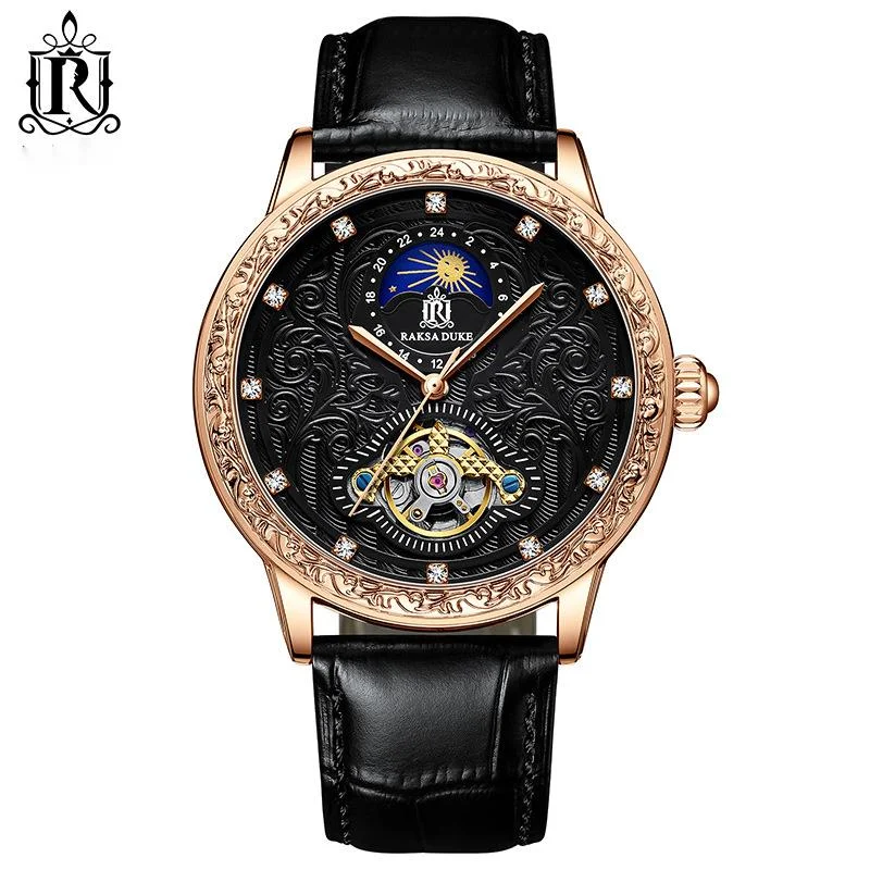 Nuovo orologio di Rosa, nuovo temperamento, orologio meccanico sottile, quadrante grande scolpito da uomo, versione coreana, orologio più venduto_voghion.com