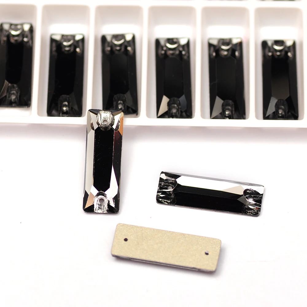 

Black Diamond Shiny Baguette Glass Flatback Crystal Sew On Rhinestones Crafts Glitter Sewing Accessories 3D Design Decorations