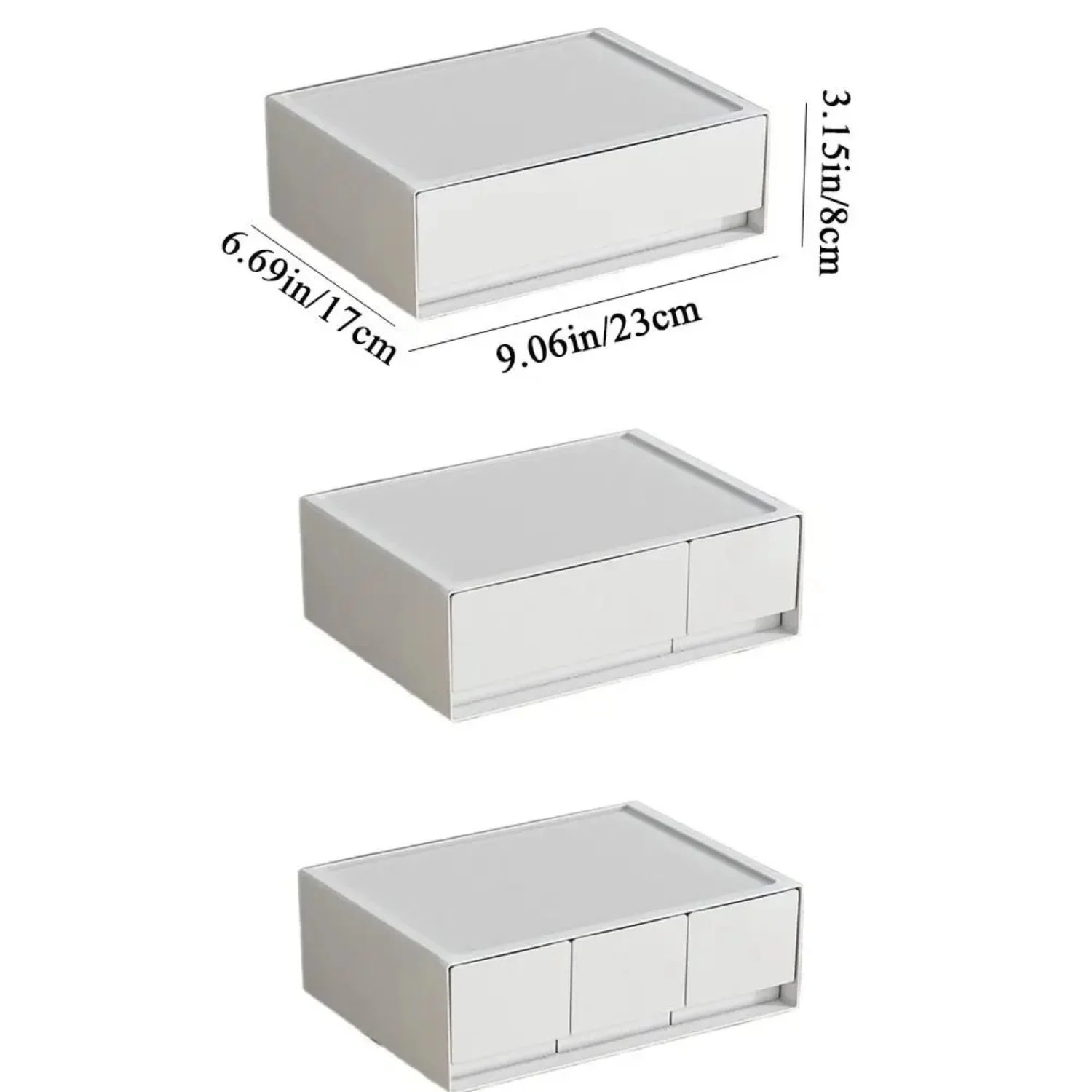 Simple White Desktop Organizer Drawer Office Cosmetic Stationery Box Stackable Desk Space Saving Organizer