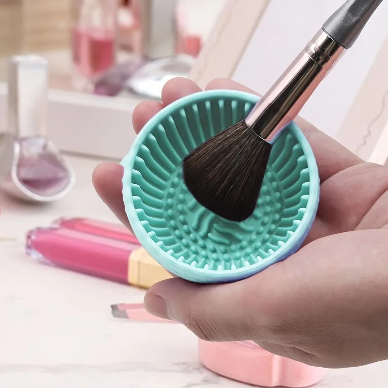 Silicone Brush Cleaner Bowl with Scrubber Pad