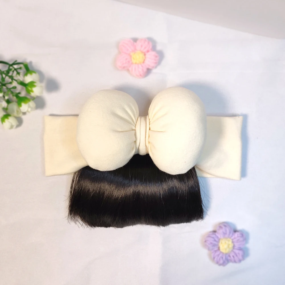 Schöne Baby-Bowknot-Pony-Perücken, Haarbänder, Haarschmuck für Mädchen, modische Haarteil-Kopfbedeckung für Neugeborene – Detail 11