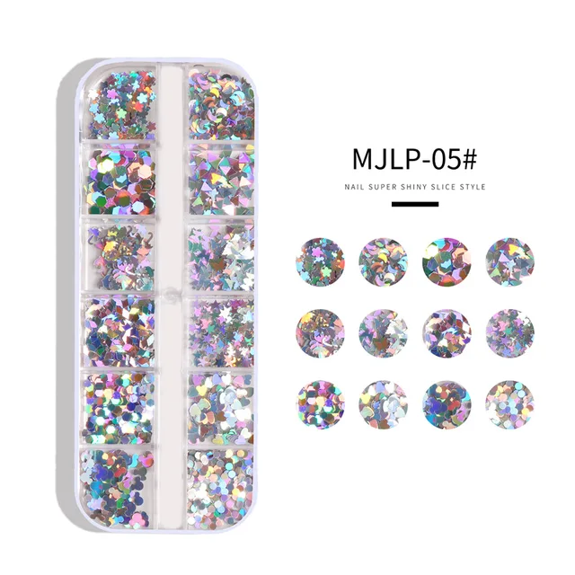 Holographic Butterfly  Heart Multi Shape  Laser Symphony Butterfly Sequins 3D Colorful Sequins Manicure  Nail Art Decoration MJLP-005