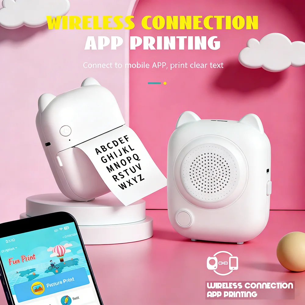 Smart Mini Pocket Printer with Voice-Activated Printing and AI Photo Generation for Student and Home Office Use