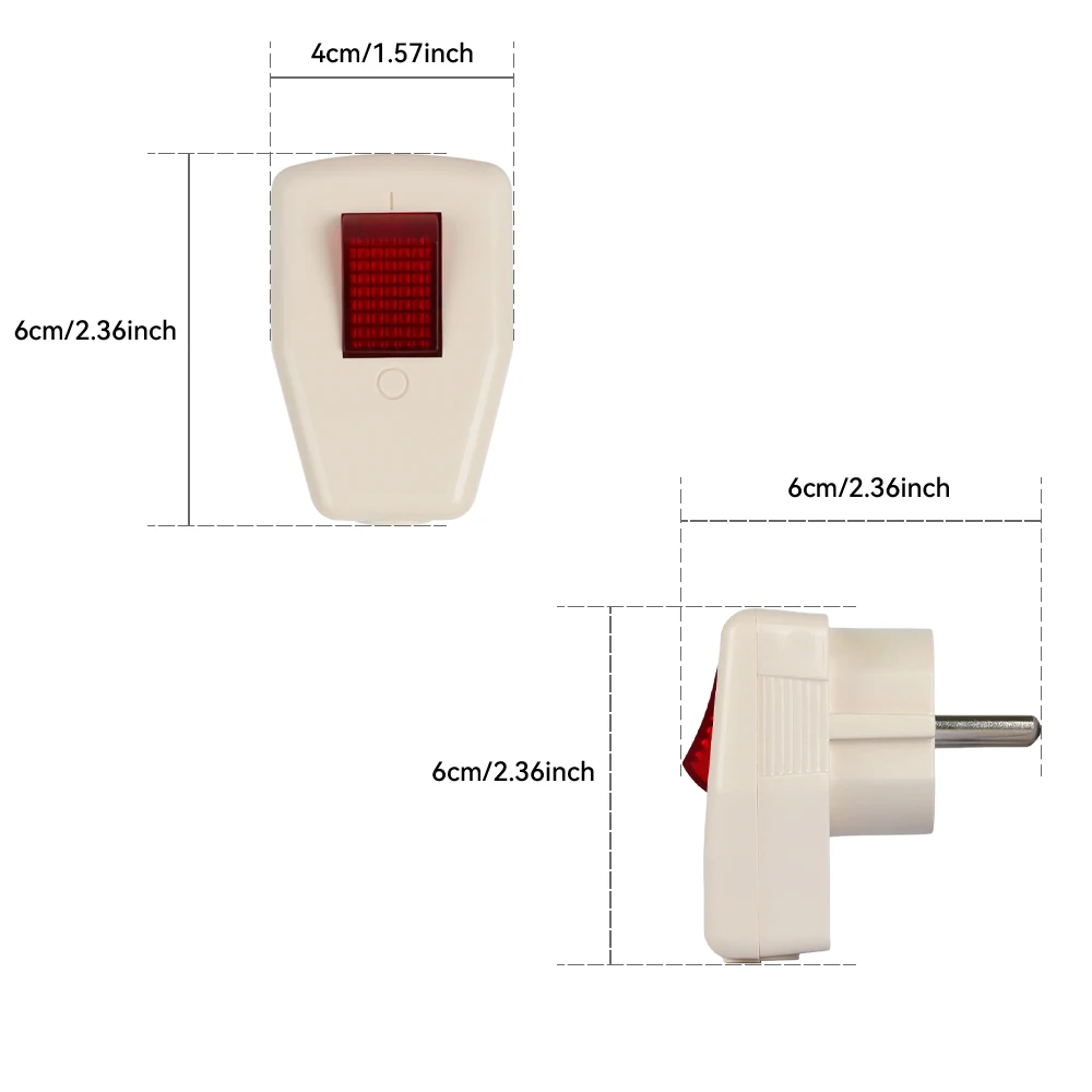European Type C Power Plug with Switch, CE & RoHS Certified, 250V, 16A, Durable ABS Construction