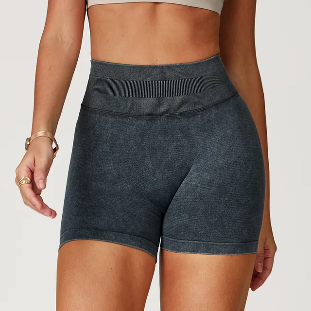 Short de Yoga taille haute pour femmes, délavé au sable, short d'entraînement, Fitness, levage des fesses, Fitness, Yoga, gymnastique, course à pied