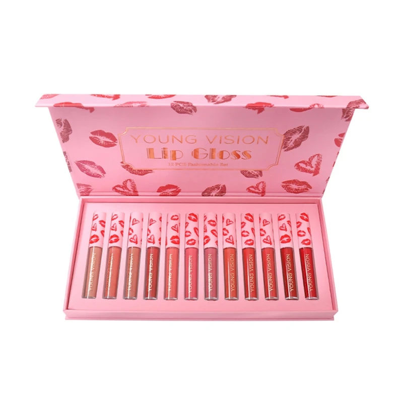 

YOUNG VISION 12Pcs Matte Lip Non Sticky Liquid Lipstick Gloss Easy To Wear Long Lasting Waterproof Sexy Lip