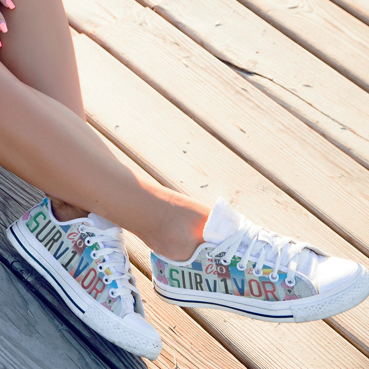 License Plate Survivor USA Style Canvas Shoes Woman Fashion Print Vulcanized Shoes Students Summer Zapatillas Mujer