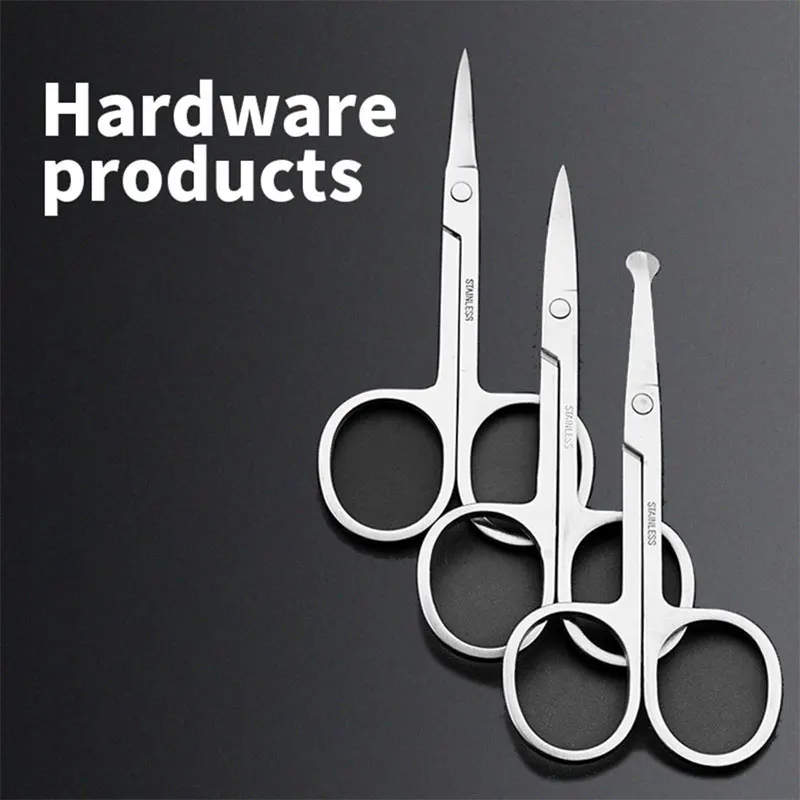 1pc Stainless Steel Portable Round Head Curved Mustache Nose Ear Hair Remover Scissor Trimmer Safety Eyebrow Beauty Scissors 2