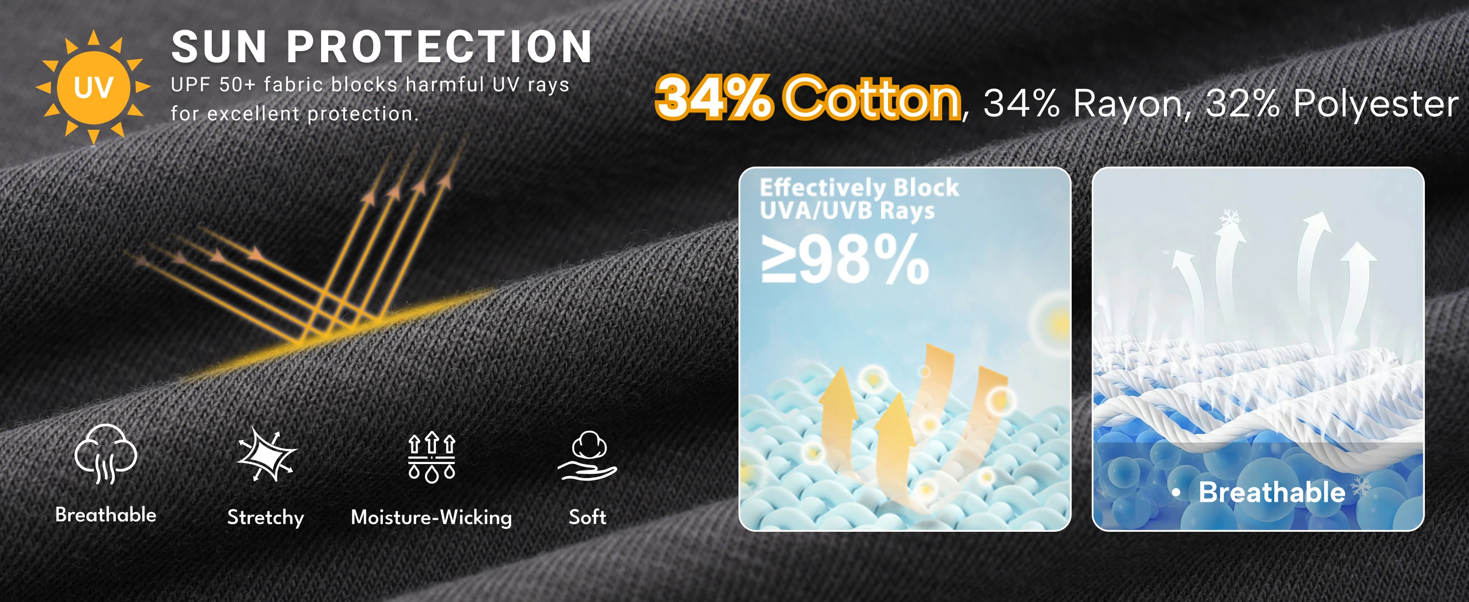 Herren-Tanktop mit UPF 50+, ärmelloses Muskelshirt, schnell trocknend, leicht, für Fitness, Workout, Sommer, Strand, Sonnenschutz – Detail 5
