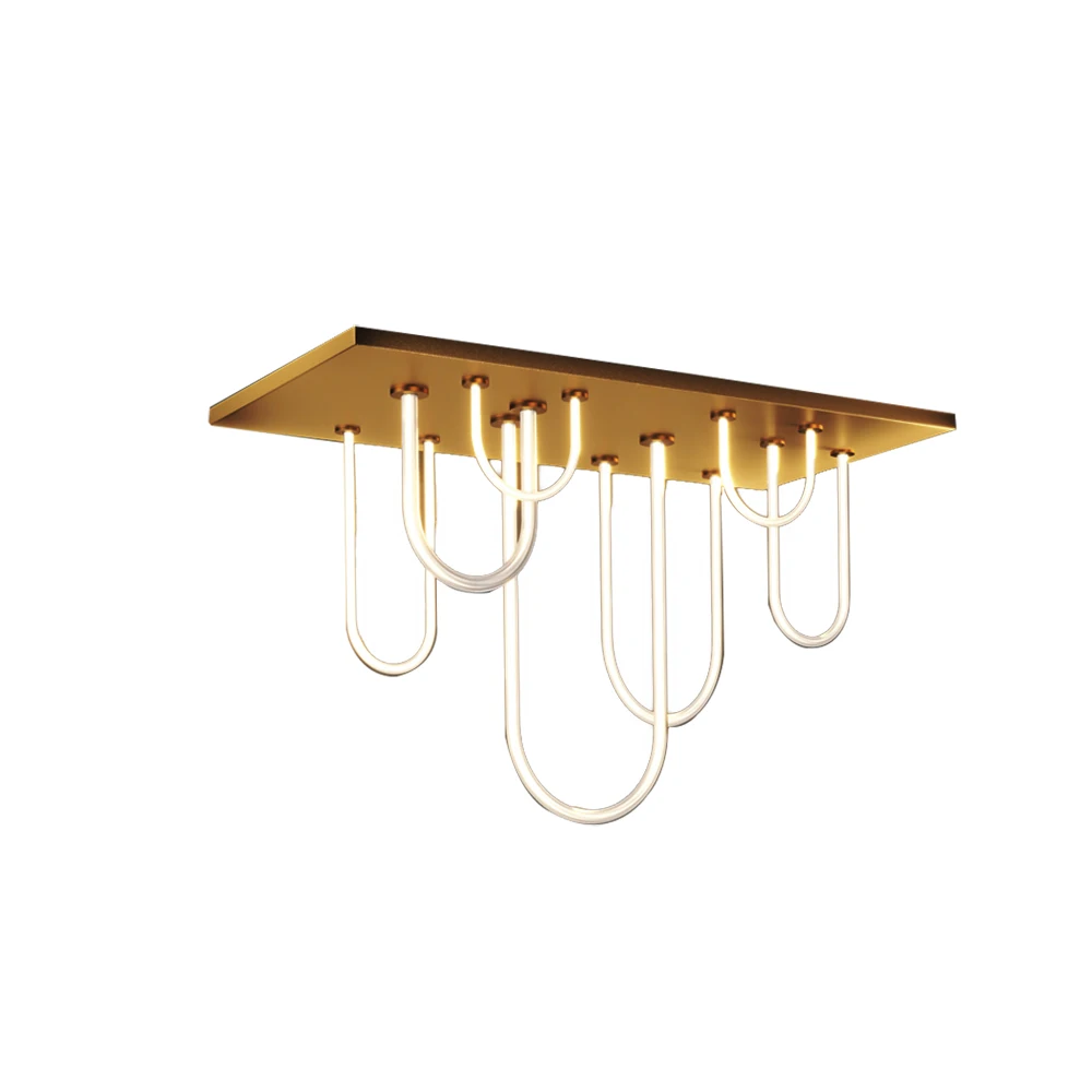 

LED Rectangular Dimmable Stainless Steel Magic Belt Ceiling Chandelier Lighting 2022 New Trend Hanging Lamps Lustre For Foyer