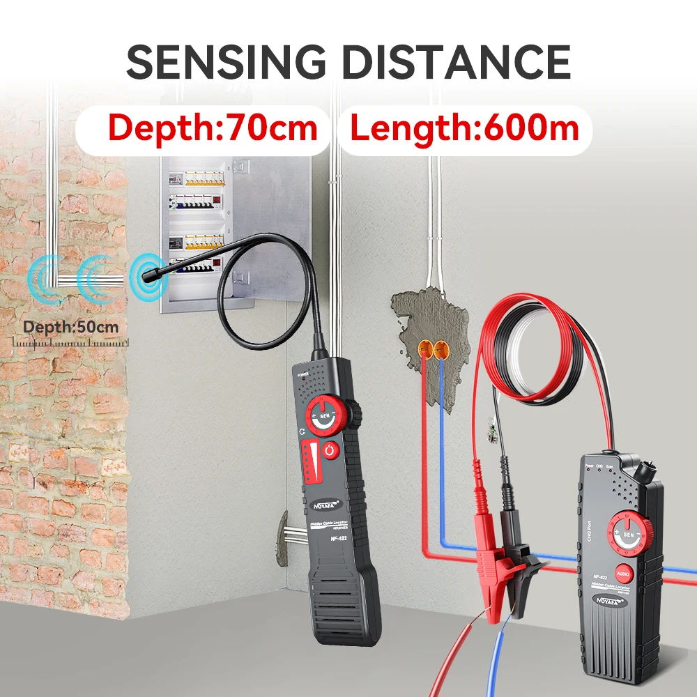 Noyafa Underground Cable Tracker Anti-Interference Cable Locator High& Low Voltage Wire Tracker Cable Tester Network Line Finder 2