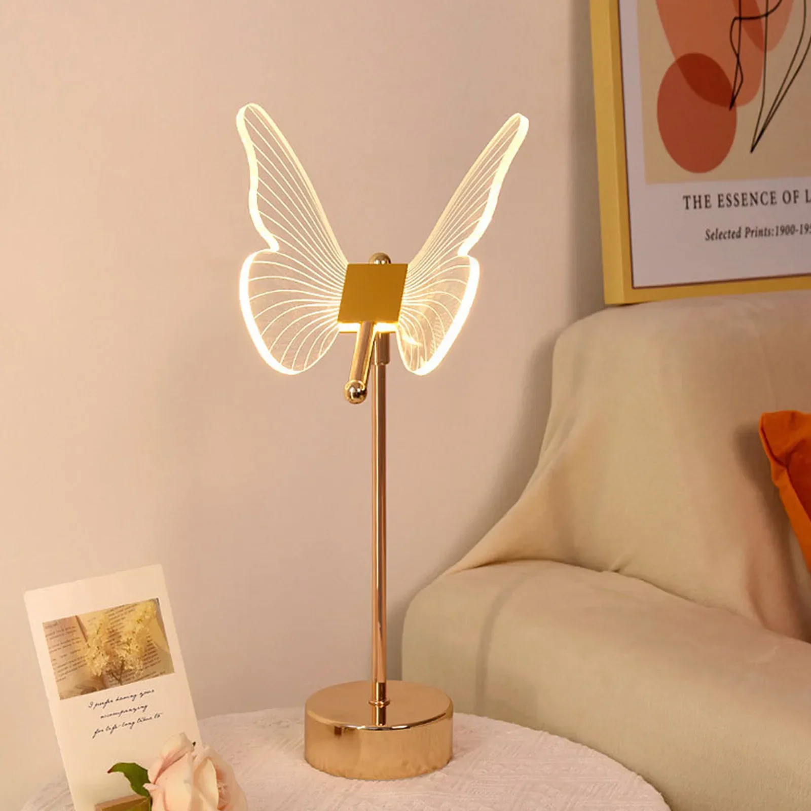 

Акриловая бабочка искусственная настольная лампа в стиле ретро Золотое искусство рукоделие атмосфера в спальне искусственная комната прикроватная лампа искусственное украшение 3 режима для гостиной