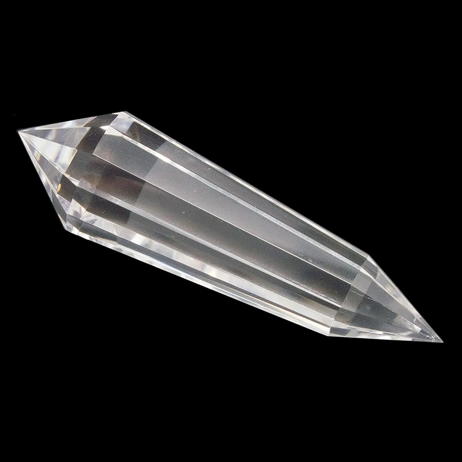 

Natural Energy Transparent Crystal, 99% Clear, 12-sided Crystal Point Quartz, Double End, Inspired Meditation, Reiki Wand Point