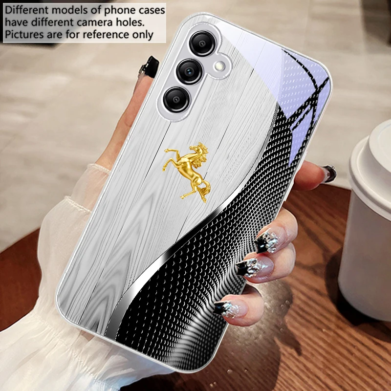 Wood Grain Golden Horse Glass Phone Case