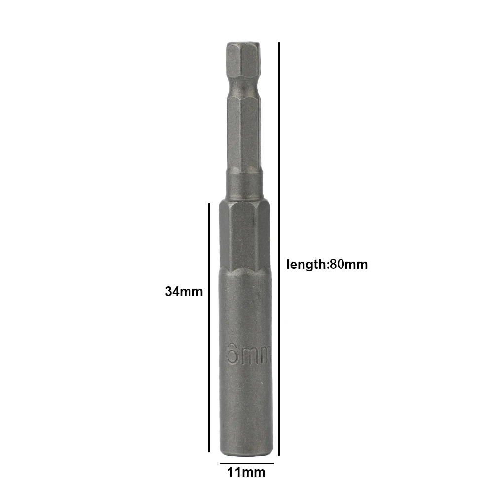 1PC Hex Buchse Hülse Düsen Mutter Fahrer 80mm HRC60 5,5mm-19mm Power Schraubendreher Griff Werkzeuge bohrer Schlagschrauber – Detail 12