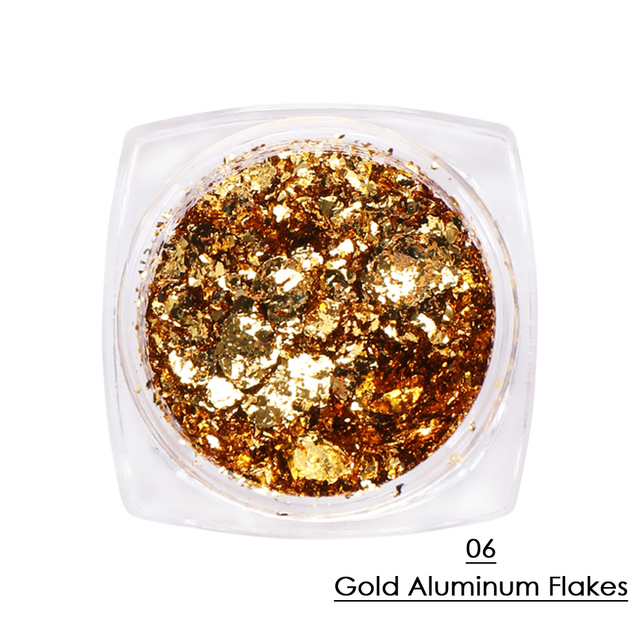 Box Gold Glitter Flakes Irregular Aluminum Foil Sequins For Nails Chrome Powder Winter Manicure Nail Art Decorations LY1858-1