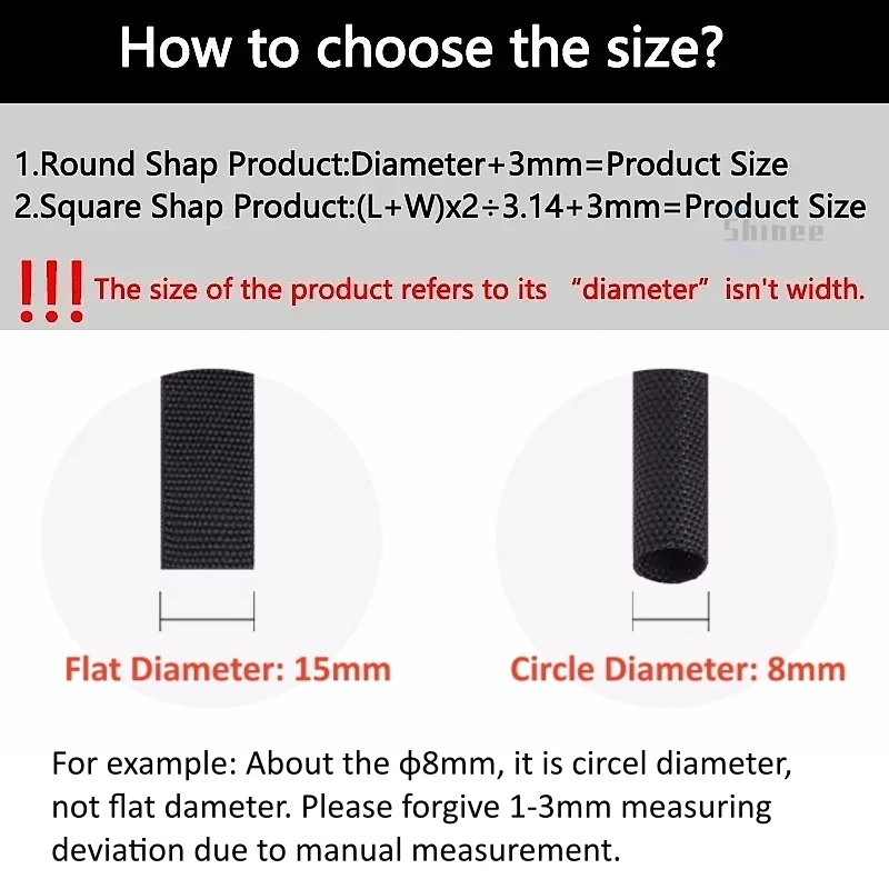 Heat Shrink Cable Sleeve 6~100mm Insulation Flam Retardant Wire Wrap Sheath Protection PET Auto Line Organizer