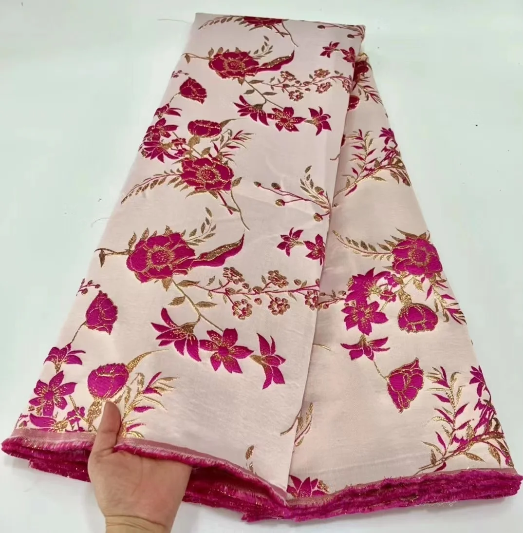 

2024 африканская жаккардовая ткань, кружево в нигерийском стиле, французское Тюлевое кружево, Высококачественная кружевная ткань из парчовой ткани для свадебных платьев, 5 ярдов