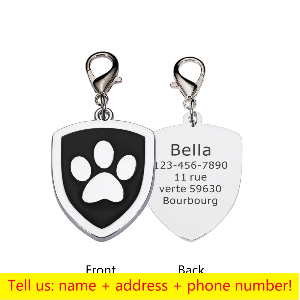 Personalized Pet ID Tag Cat Dog Collars Paw Plate Custom Name Number For Kitten Puppy Free Engraved Pet Accessories Dropshipping patpet dog training collar Dog Collars
