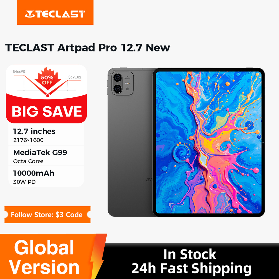  World Premiere Teclast ArtPad Pro 12.7" 2.2K UHD Display 8GB 256GB Helio G99 10000mAh 30W Quick Charging Android 15 Tablet (LTE)