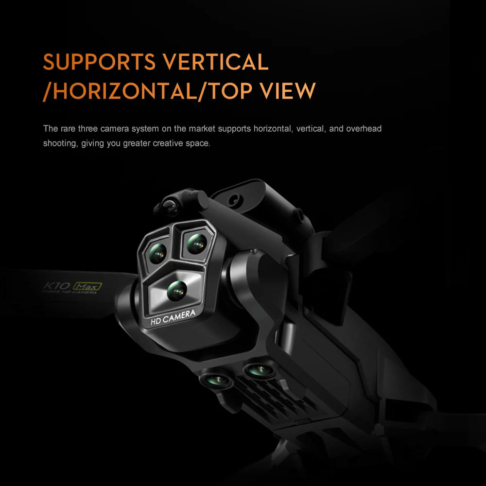 K10 MAx Drone, supports vertical ihorizontalitop view rare three camera system on