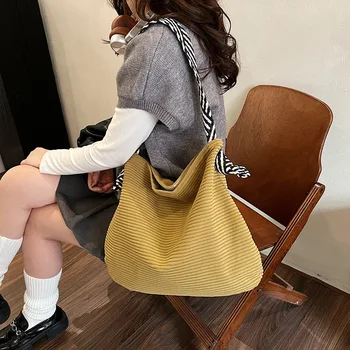 حقيبة كتف مفردة من سروال قصير بلون سادة، حقيبة حمل جديدة ذات سعة كبيرة، حقائب كروس بحزام عريض للاستخدام اليومي للنساء 3