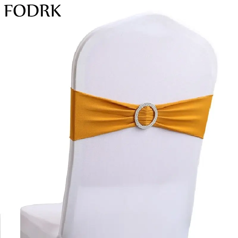 

50/100pcs Wedding Chair Cover Sashes Elastic Ribbon with Buckle Decoration Outside Slider Events Party Decor Banquet Universal