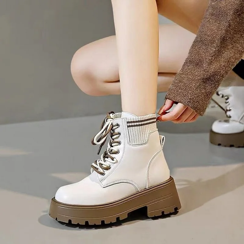 Winter And Autumn Retro Women & Girls Boots Fashion Female Soft Leather Shoes Anti-Slip Sports Casual Size 35-40