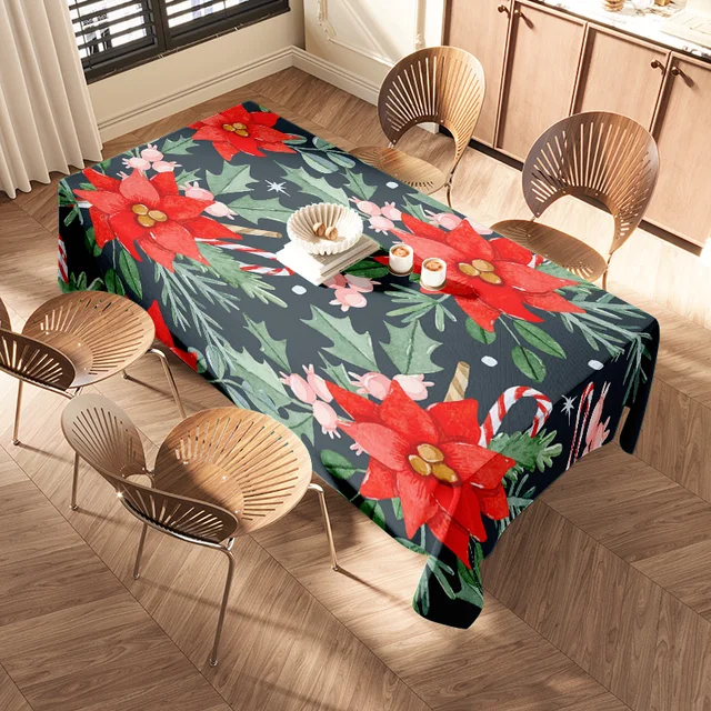 Red Poinsettia Tablecloth 2
