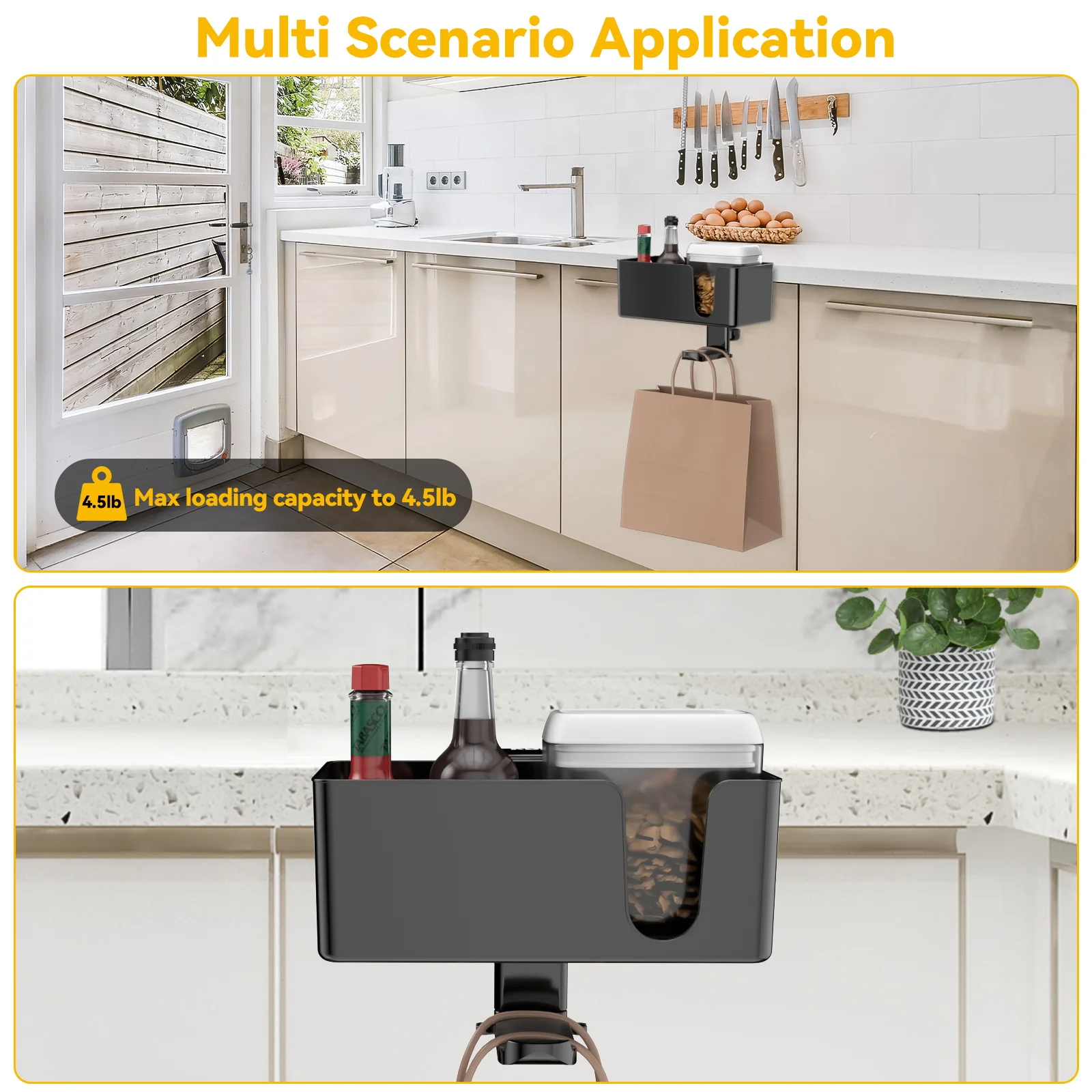 4 in 1 Desk Headphone Hanger Clamp on Under Desk Cup Holder Rotating Headphone Holder Detachable Pen Cup Holder Desk Storage