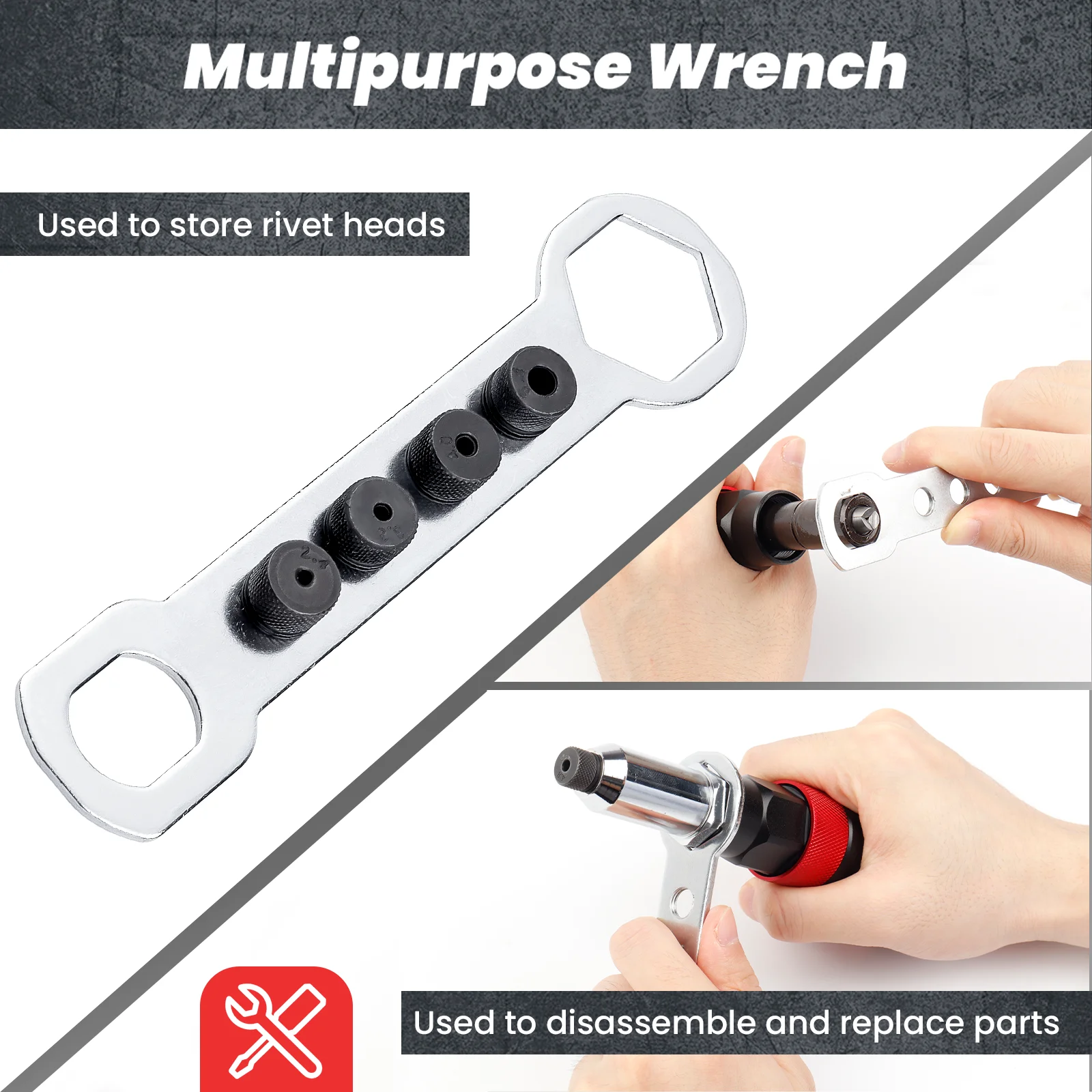 Electric Riveting Machine Rivet Nut Gun Adapter Cordless Riveting Converter Household Portable Tool 2.4/3.2/4.0/4.8/6.4