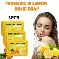 Savon à l'acide kojique au citron et au curcuma, visage et bain 2 en 1, hydratant en profondeur pour la peau, adapté à tous les Types de peau, 3 pièces 1