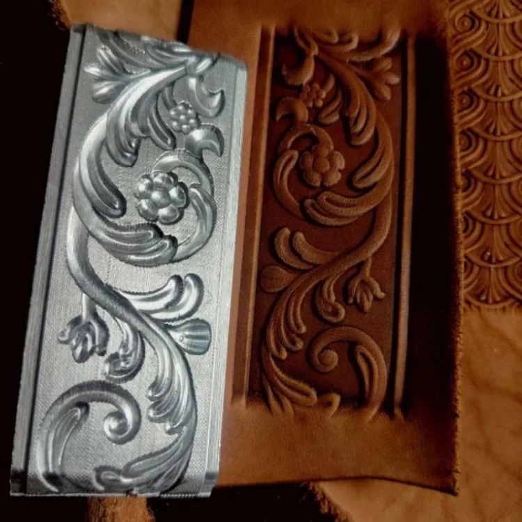 Description Picture 6 of itemRolled Vine Branch Pattern Belt Emboss Stamps Metal Pressing Mold 3D Vintage Design Leather Craft Carving Hydraulic Pressure