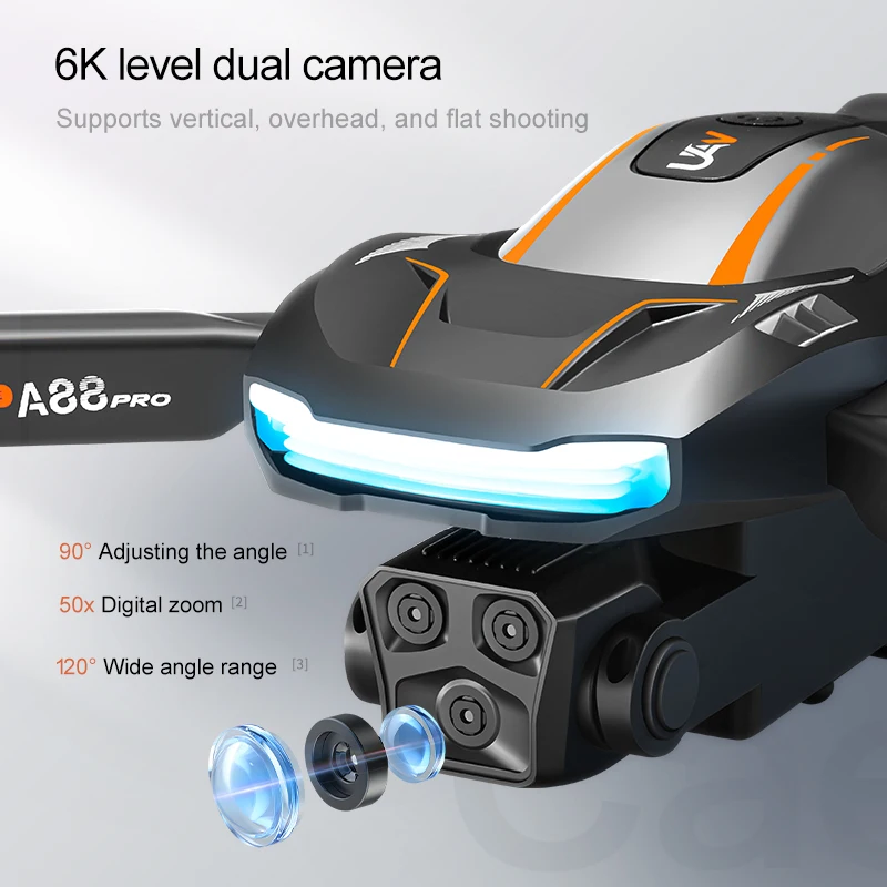 A88 프로 드론 3 카메라, 8K HD 전문 항공 사진, 5G GPS 장애물 회피 쿼드콥터 장난감, UAV 10000M, 신제품