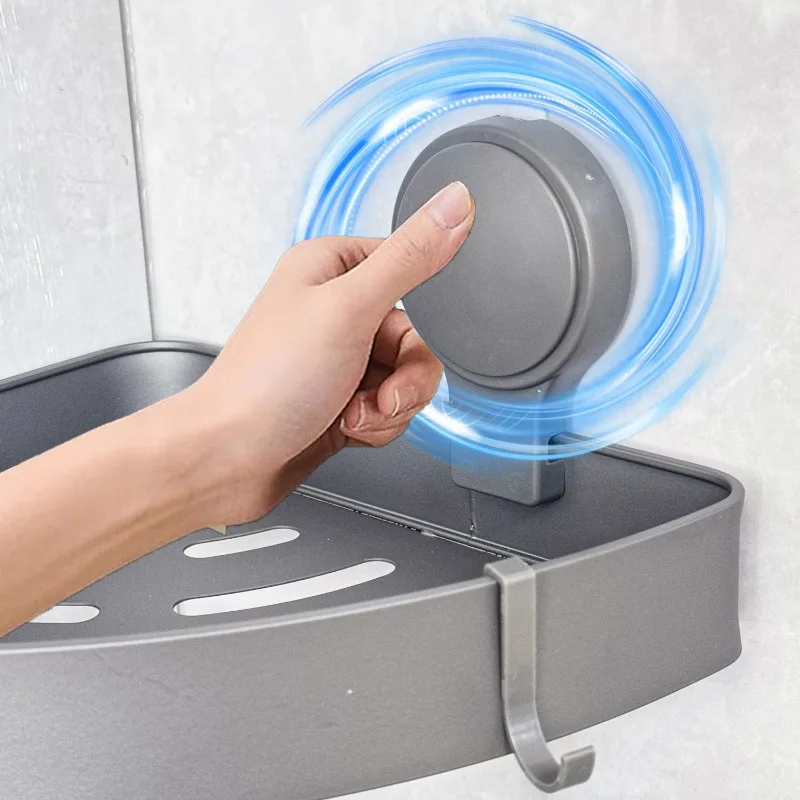 Shower Suction Cup Shelf Wall Mounted Suction Cup Corner Shelf Bathroom Triangle Organizer Basket Kitchen Storage  Accessories 2