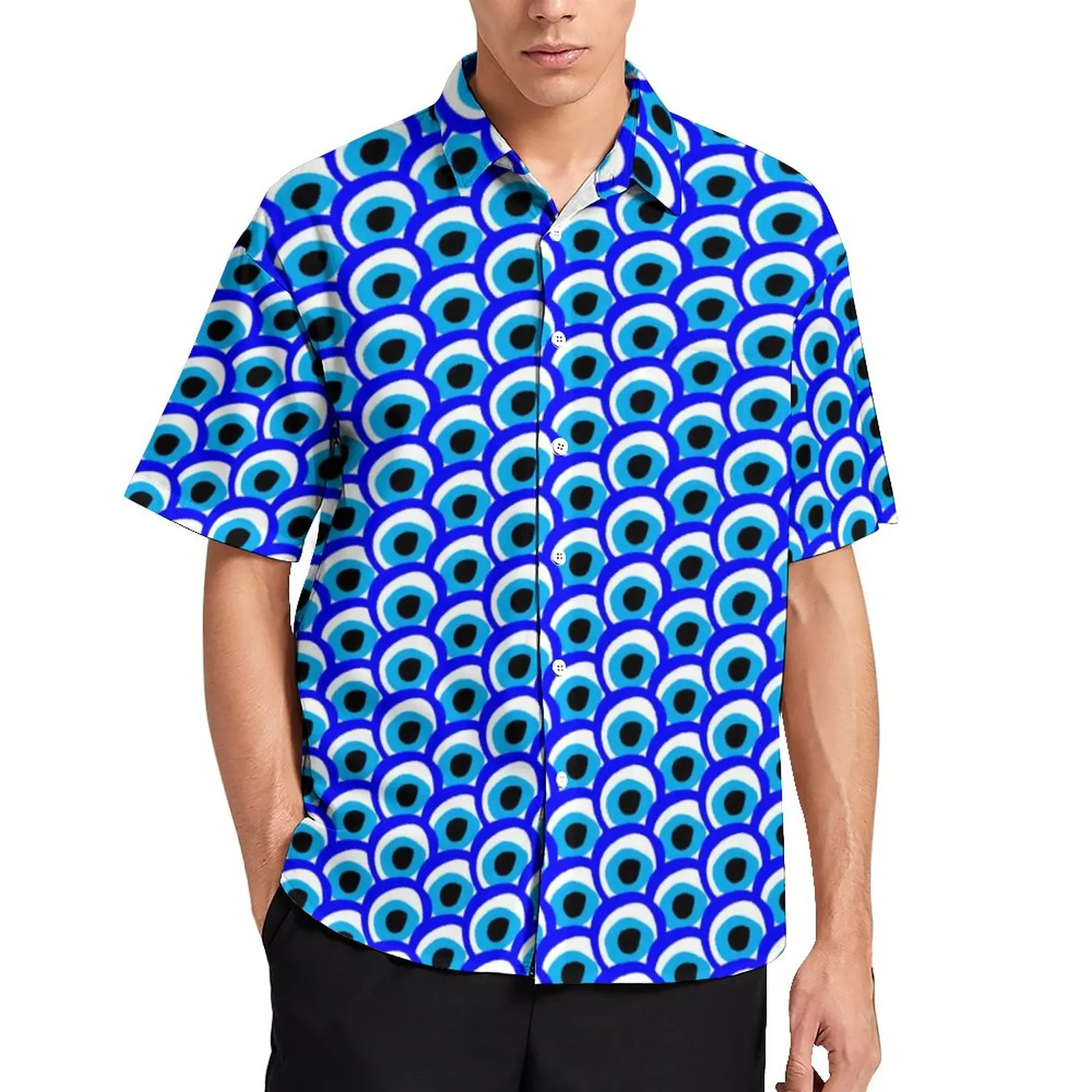 

Evil Eye Talisman Casual Shirts Amulet Greek Charm Beach Shirt Hawaiian Novelty Blouses Men Printed Plus Size